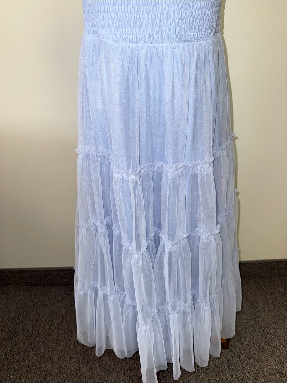 Baltic Born (XS) Light Blue Tiered Ruffle Skirt Tulle Maxi Dress - Picture 4 of 8